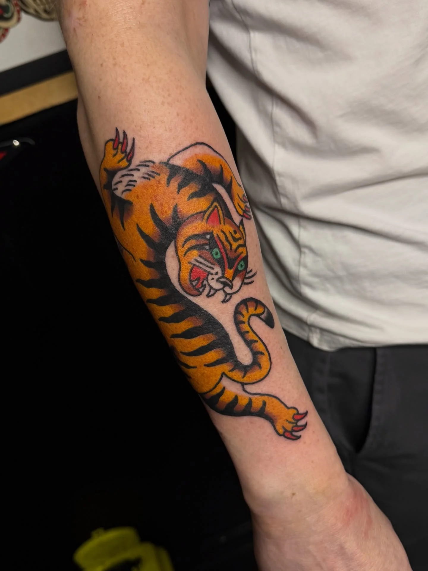 The tiger that came to party 😎 nice one Josh! Love how this turned out!
.
.
.
#traditionaltattoo #traditionaltigertattoo #tradtattoo #stoketattoo #tattooflash