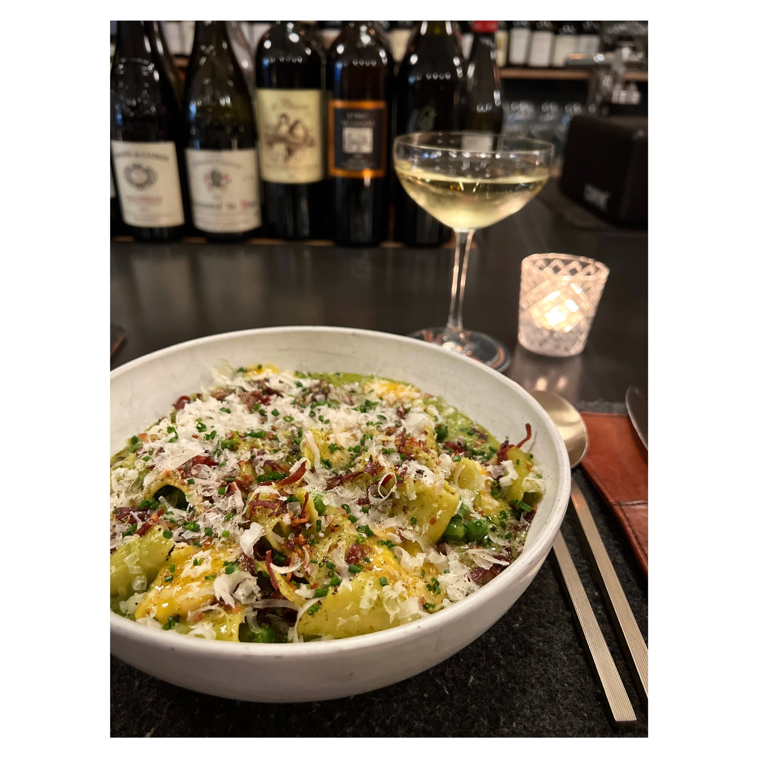 We&rsquo;re open from 2pm on Saturdays for bar snacks and drinks and from 5pm for dinner. Since spring decided not to show up today, we recommend remedying the gloom with a hearty bowl of our confit duck pasta with ramp butter, fresh peas, crispy spe