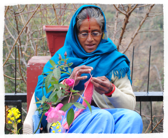 It is not uncommon to find women knitting on the move; they negotiate twisting trails and intricate designs at the same time with equal serenity; a testament to their focus, skill, and balance.
