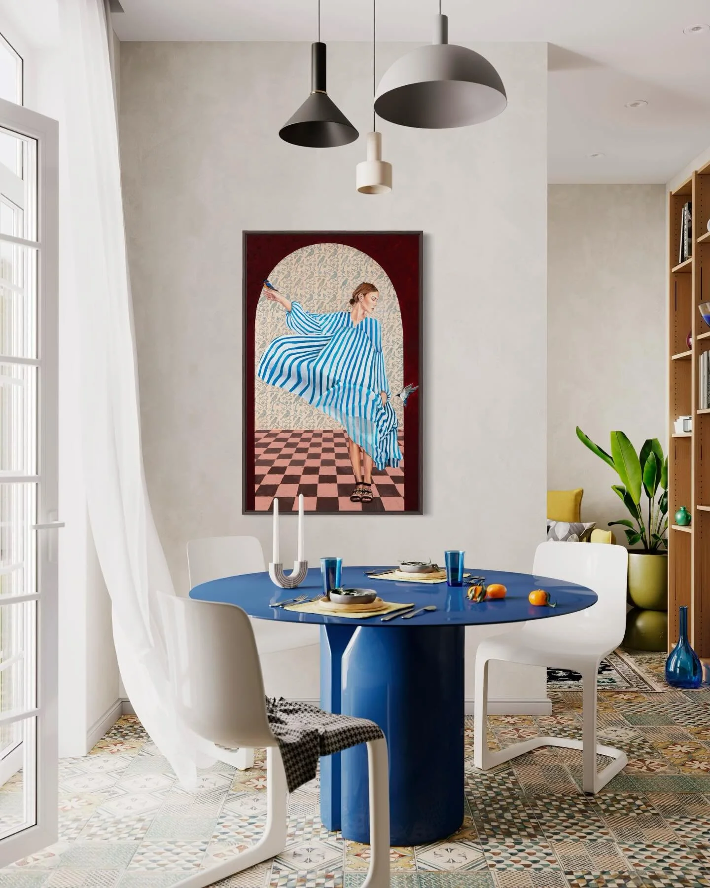 Each room gives her a new story.

I&rsquo;m always curious where people think a portrait belongs. Portraiture has this quiet way of becoming part of a space&hellip; almost like another presence in the room.

So tell me, which room does she belong in?