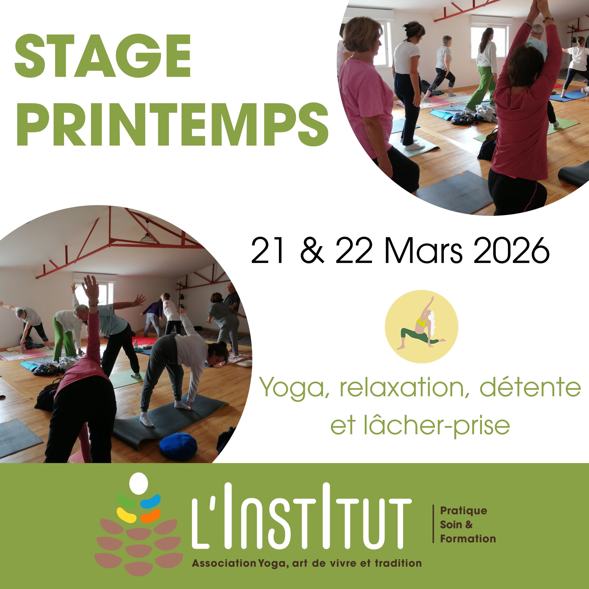 YOGA, RELAXATION, DÉTENTE ET LÂCHER-PRISE  21 & 22 mars 2026