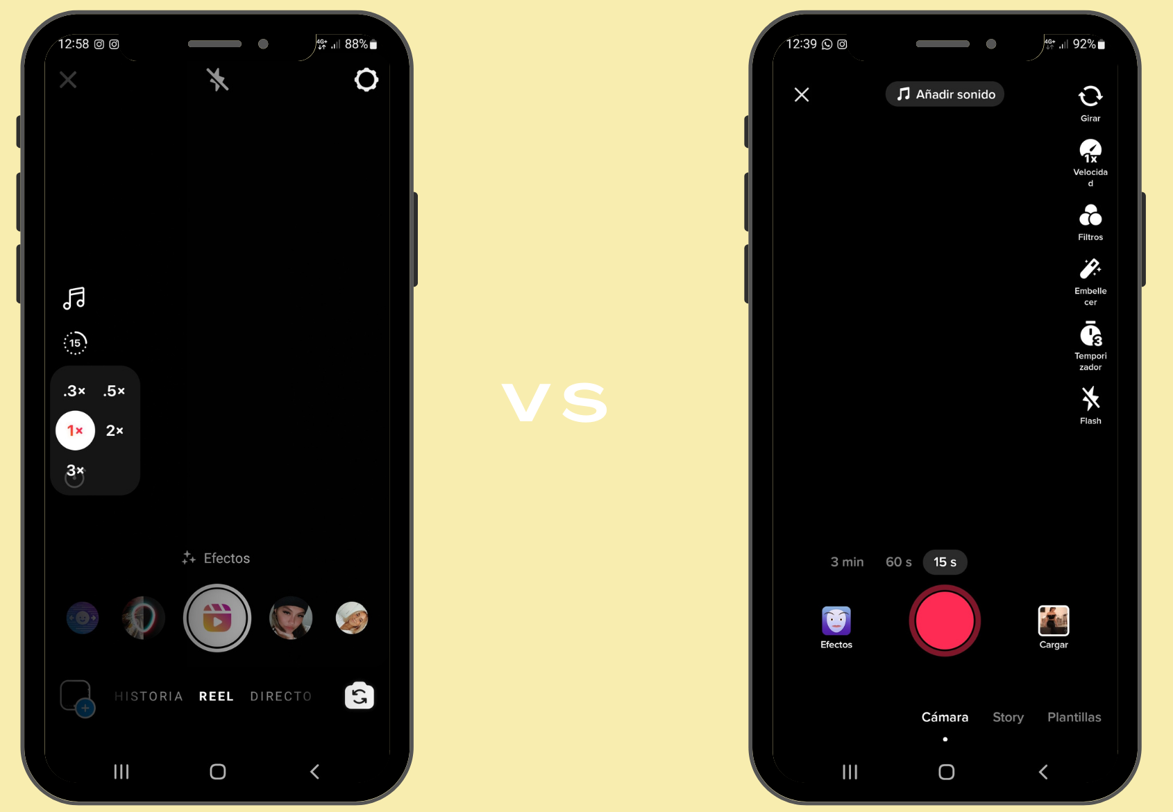 Tiempo de video Reels vs TikTok