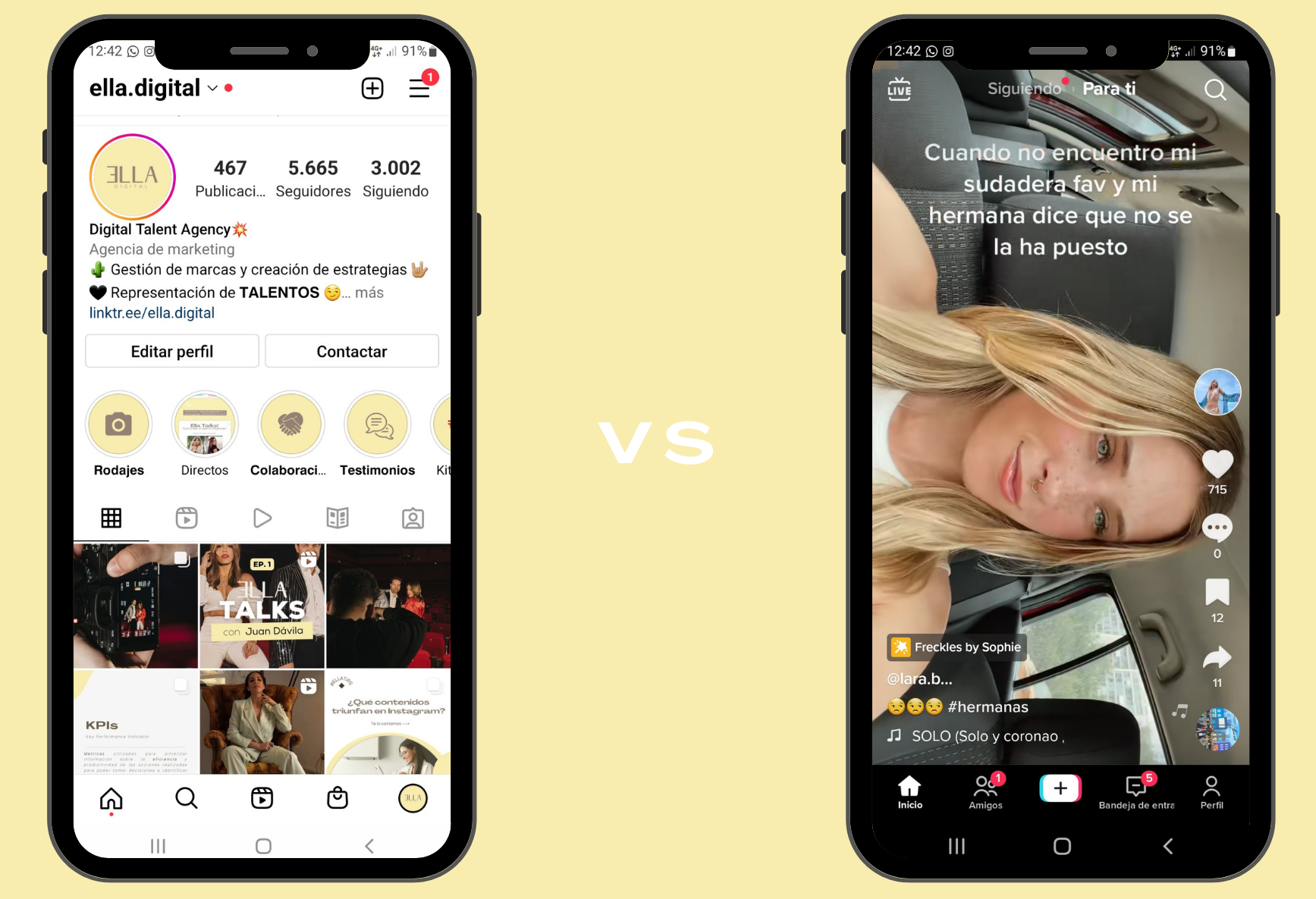 Aplicación Instagram vs TikTok