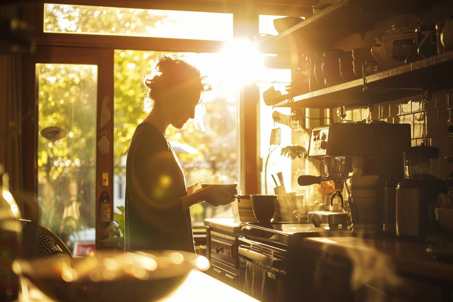 morning routine natural light kitchen