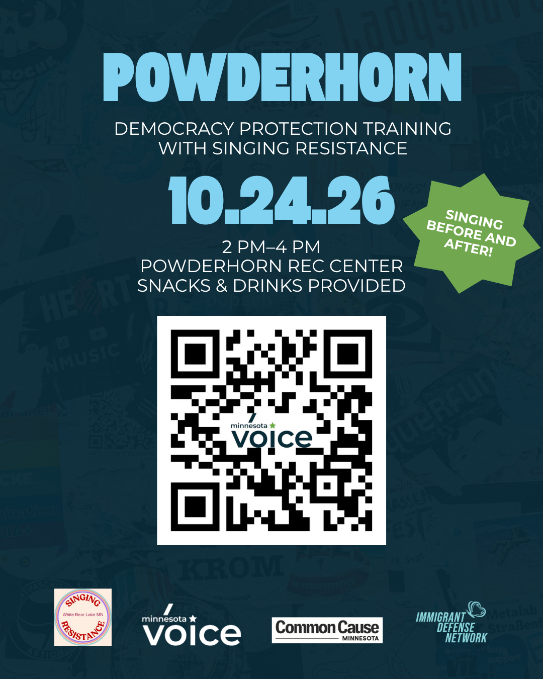 Saturday, October 24th - POWDERHORN - Democracy Protection Training (with Singing Resistance)
