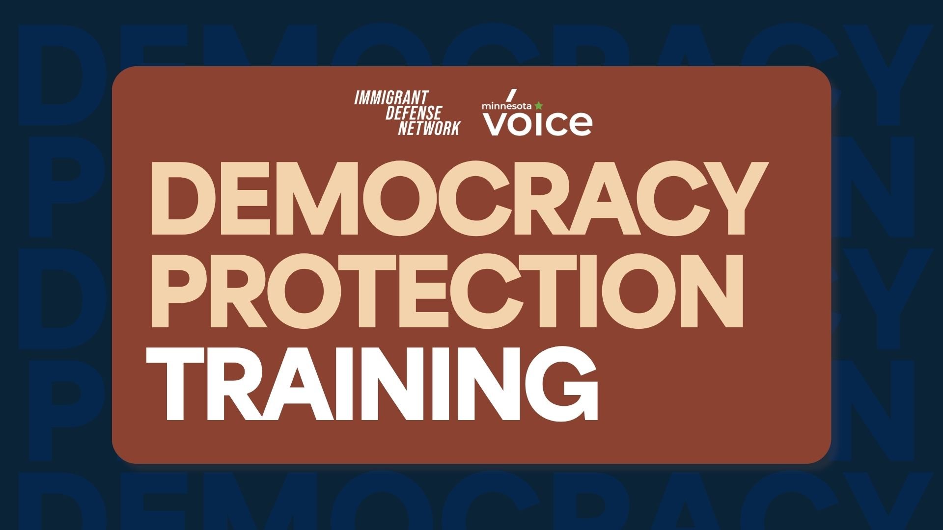 Tuesday, October 27th - ZOOM - Democracy Protection Training