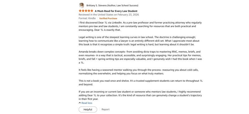 Dear 1L book review from Brittany S Stevens