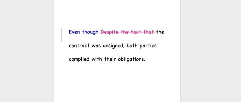 don't write despite the fact that