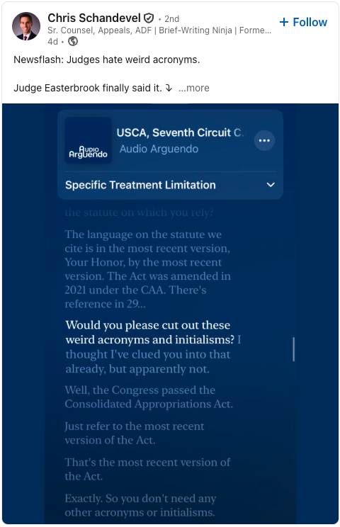 LinkedIn post from Chris Schandevel