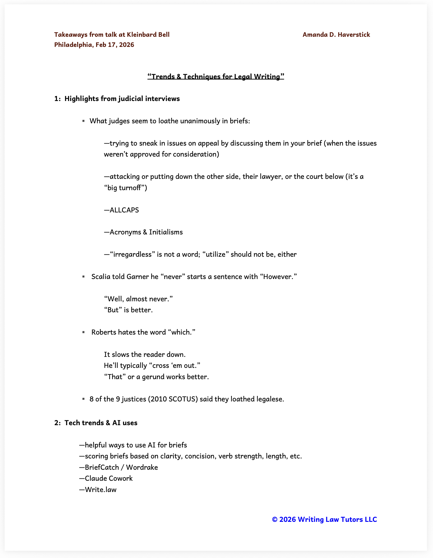 trends & techniques for legal writing pdf