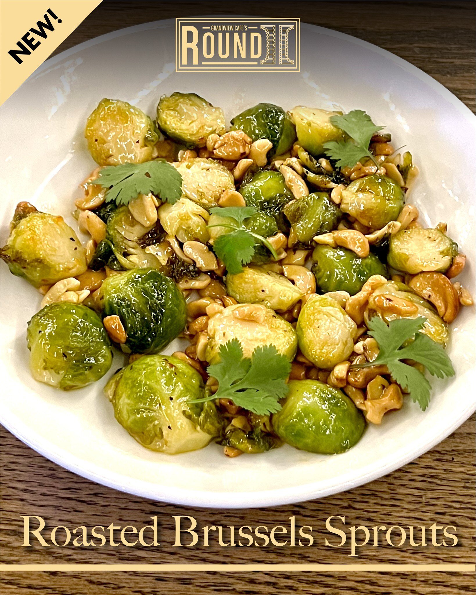 NEW: ROASTED BRUSSELS SPROUTS | Our amazing roasted Brussels Sprouts feature roasted sprouts with Thai sweet chile, toasted cashews &amp; cilantro. Perfect for sharing!

#newmenu #freshtake #comingsoon #cafesround2 #grandviewcafe #grandview #local #e