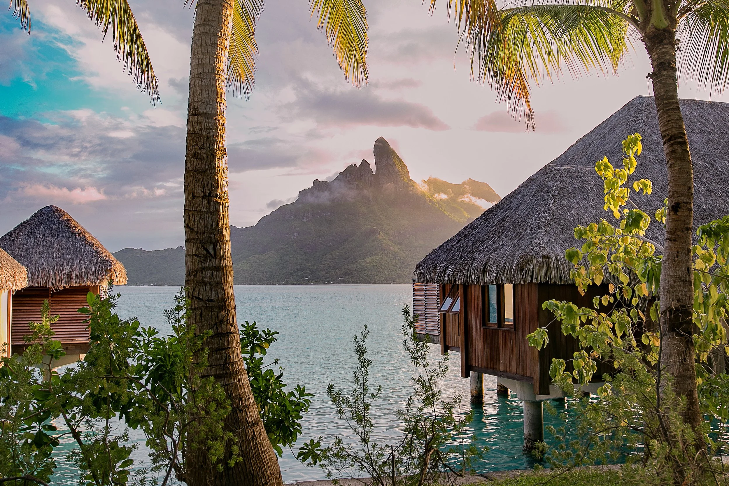 Fine art travel phtography showing daylight on Mt. Otemanu in Bora Bora