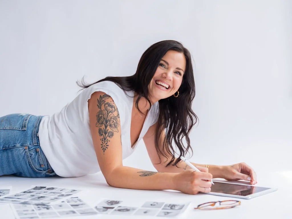 Katie Rollins So Good Designs woman white shirt by Jama Finney Photography