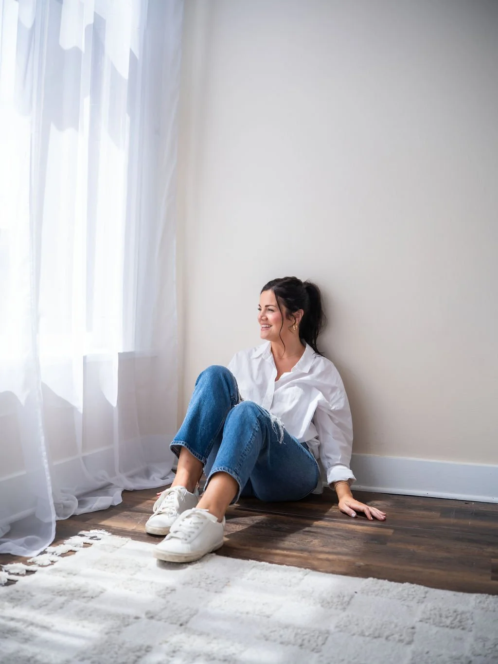 Katie Rollins So Good Designs woman white shirt by Jama Finney Photography
