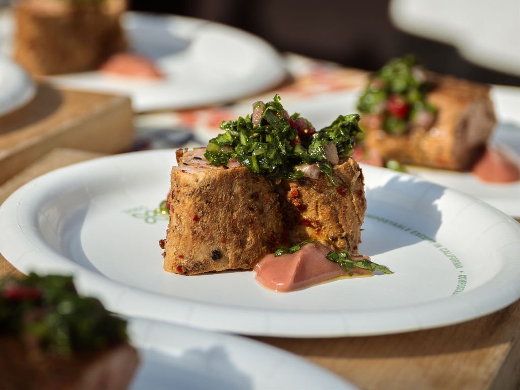 Seared pork with chimicurri at REV Indy photographed by Jama Finney culinary photographer Louisville KY Indianapolis IN