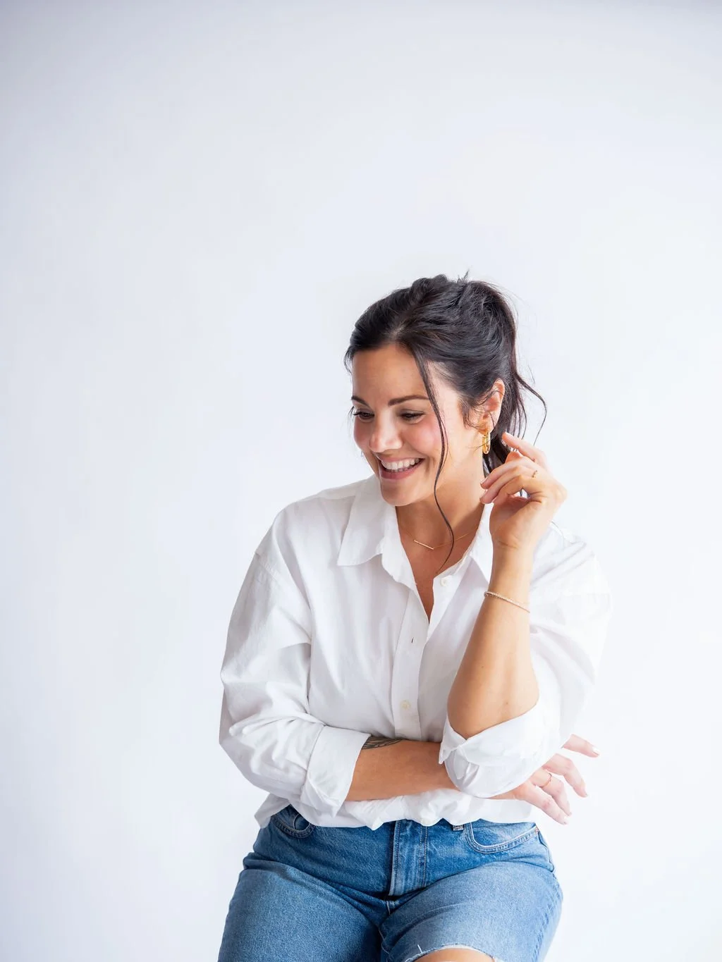 Katie Rollins So Good Designs woman white shirt by Jama Finney Photography