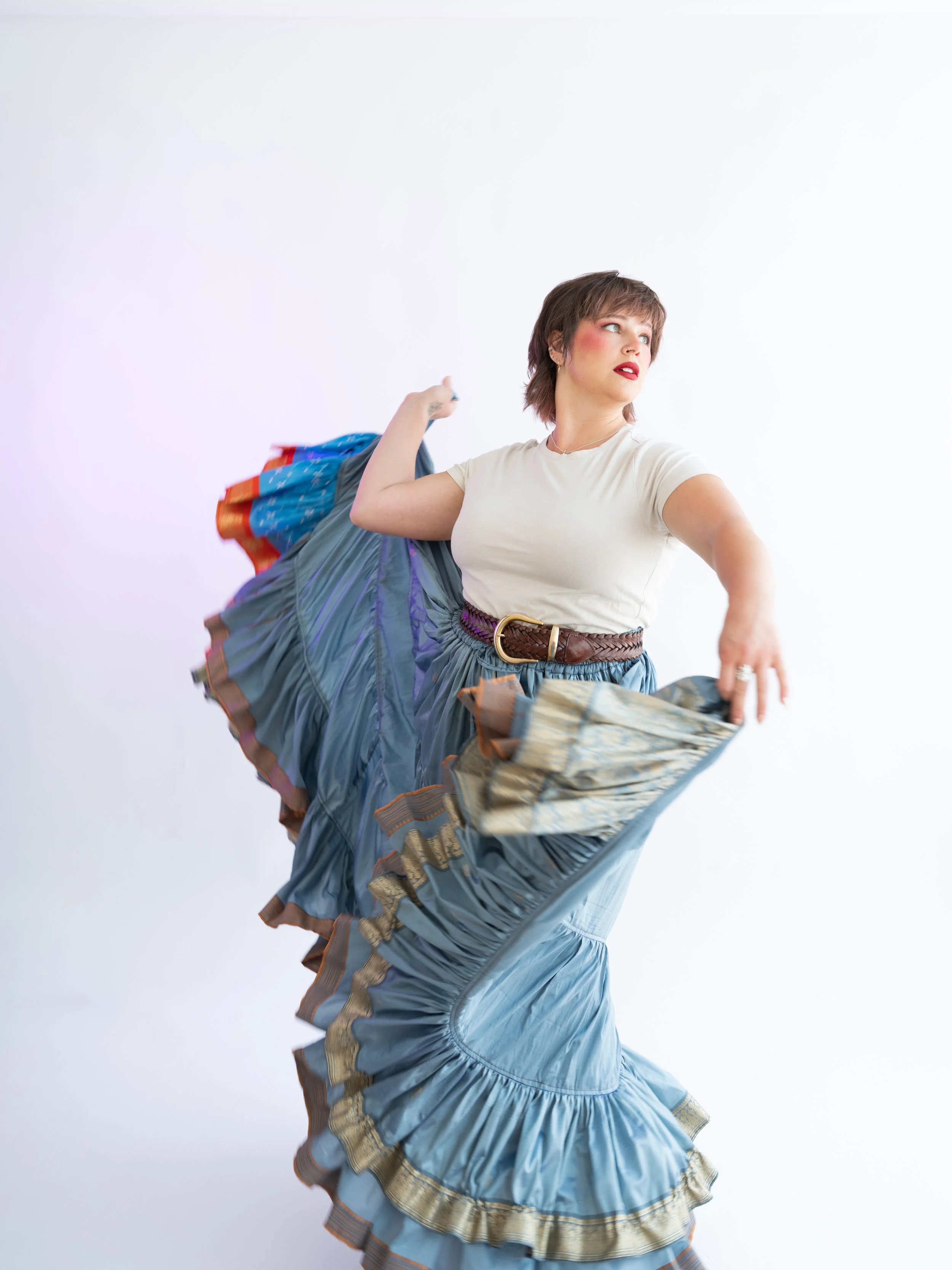 Kristyna Zaharek Personal Brand Photoshoot swirling colorful skirt by Jama Finney Photography