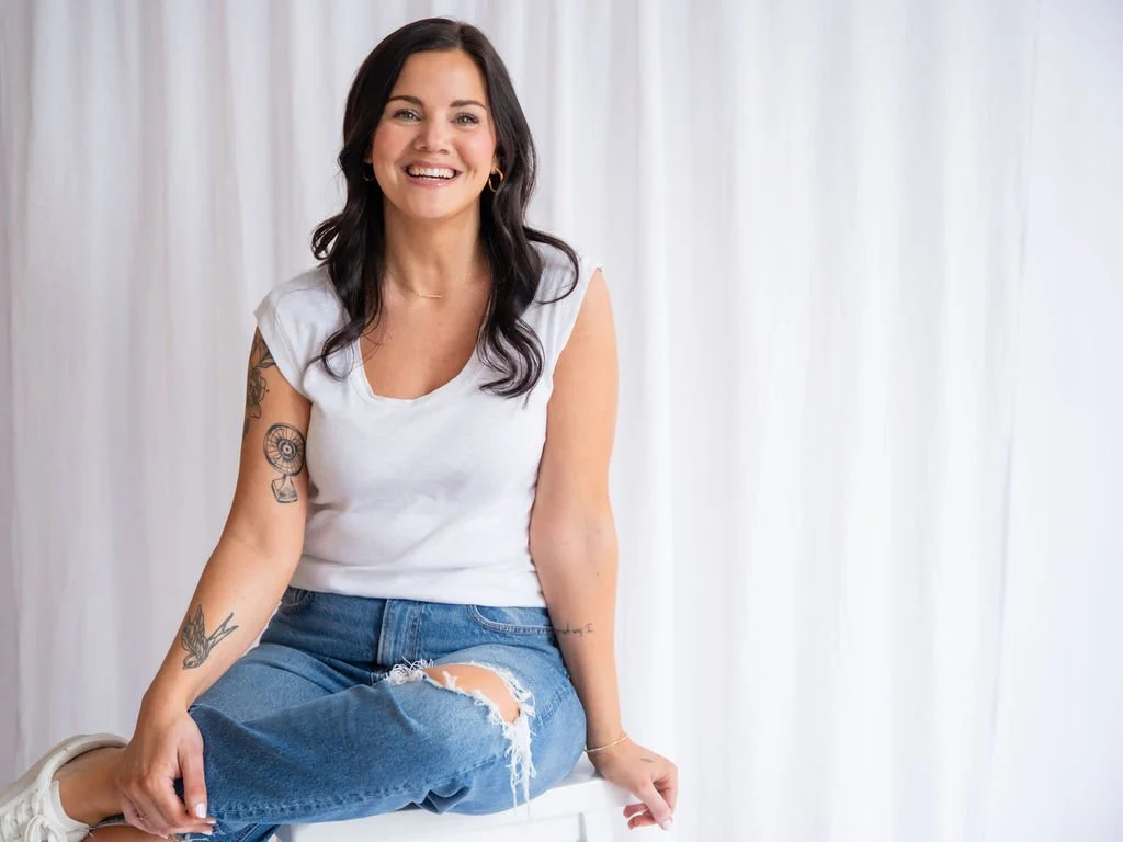 Katie Rollins So Good Designs woman white shirt by Jama Finney Photography