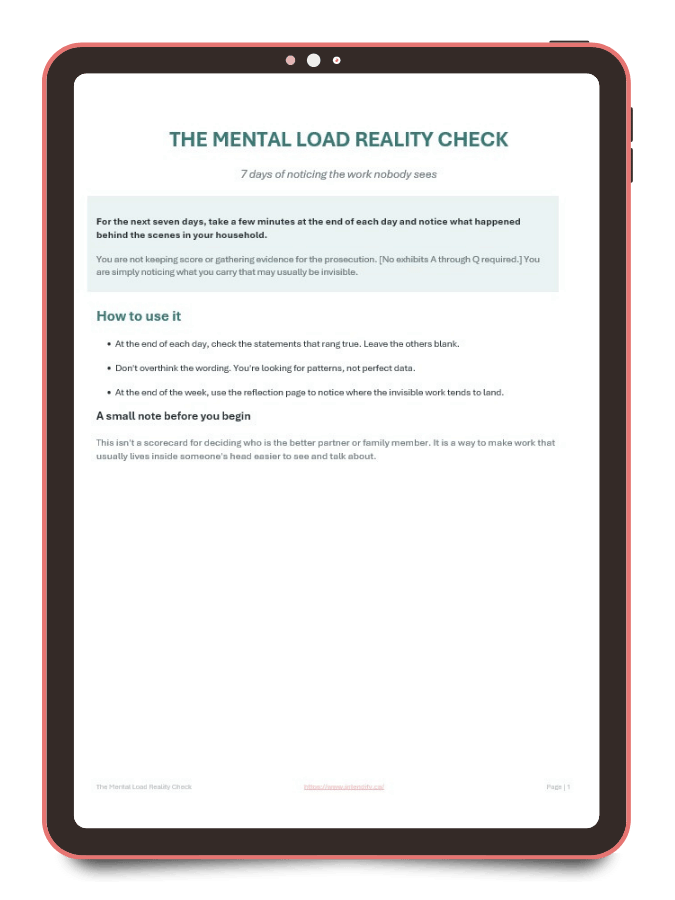 Mental Load Reality Check Worksheet card
