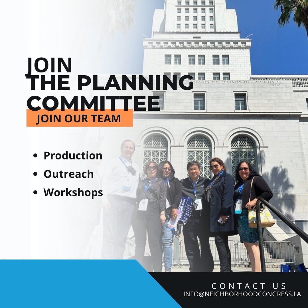 Join the Los Angeles Congress of Neighborhoods Planning Committee

It takes a village! To put on this event &mdash; an event by Neighborhood Councils, for Neighborhood Councils &mdash; hard-working volunteers need to step up to get the job done. And 