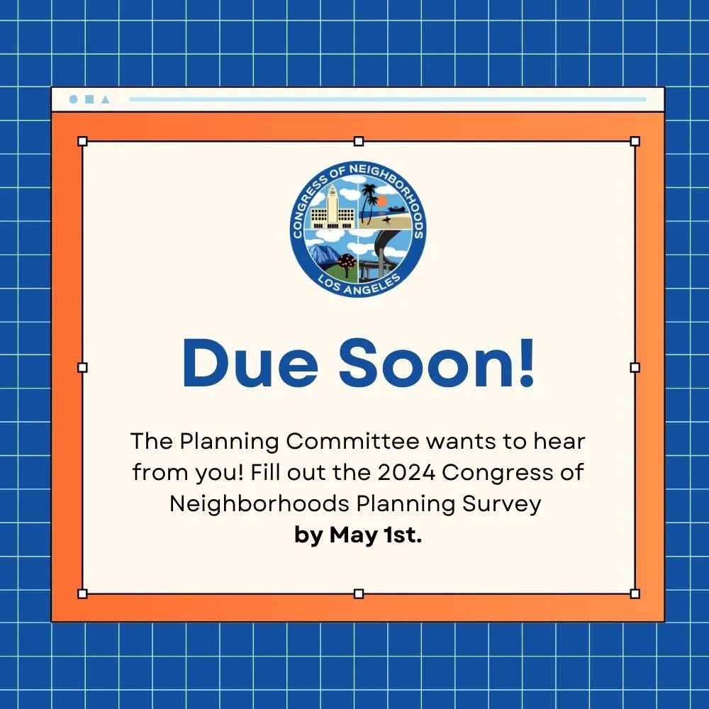 The Planning Committee wants to hear from YOU! Your input is needed to make this year's Congress of Neighborhoods an event to remember. You have the power to shape the direction and content of the Congress: https://docs.google.com/forms/d/e/1FAIpQLSe
