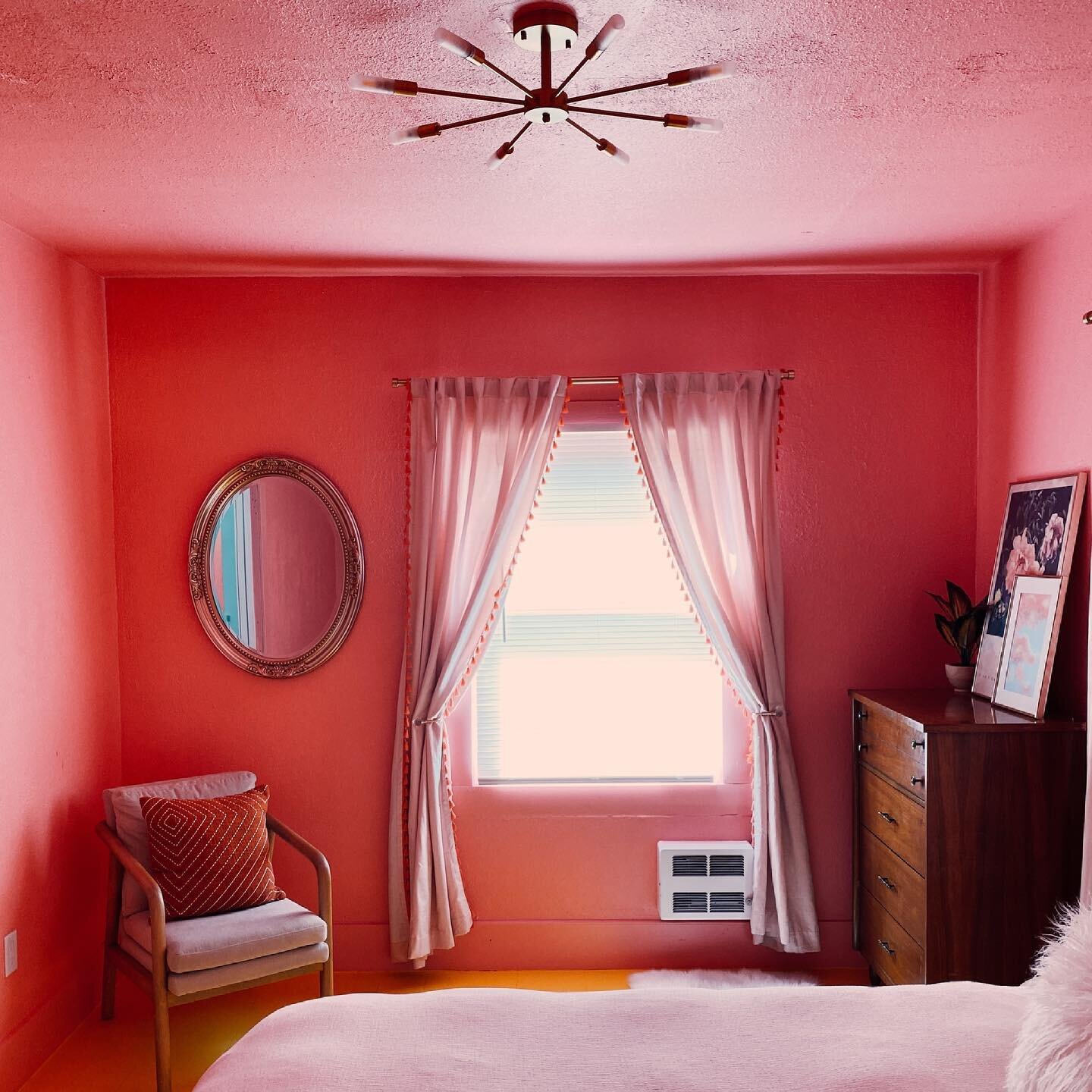 Comment below the first word that comes to mind for this space. 🤗 We like to call it the &ldquo;bubble gum&rdquo; room. In our midtown bungalow in Eugene, OR we wanted to have fun! So here&rsquo;s one of many color themed rooms...we know it&rsquo;s 