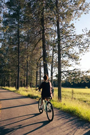 A bike path through the pines in Sunriver