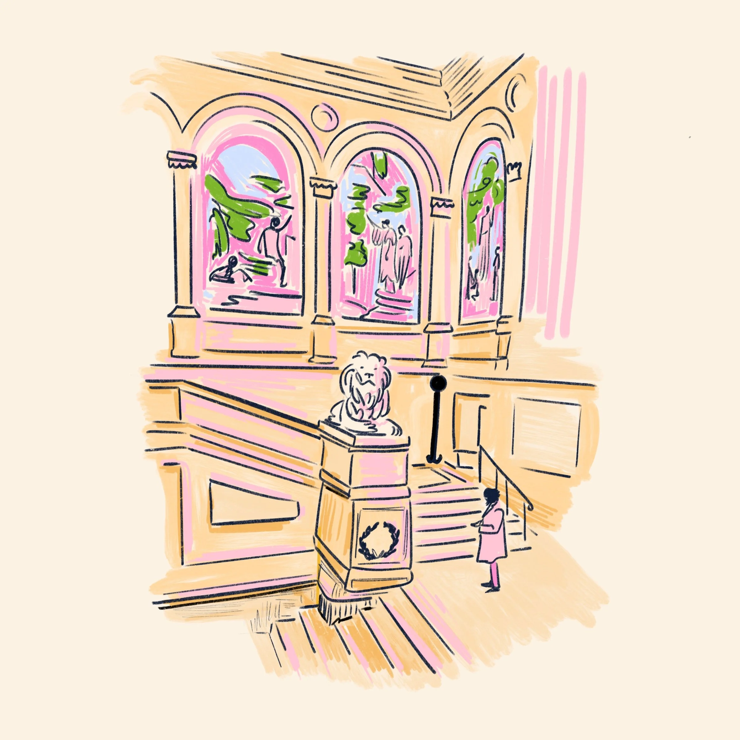 The stairs at the Boston Public Library