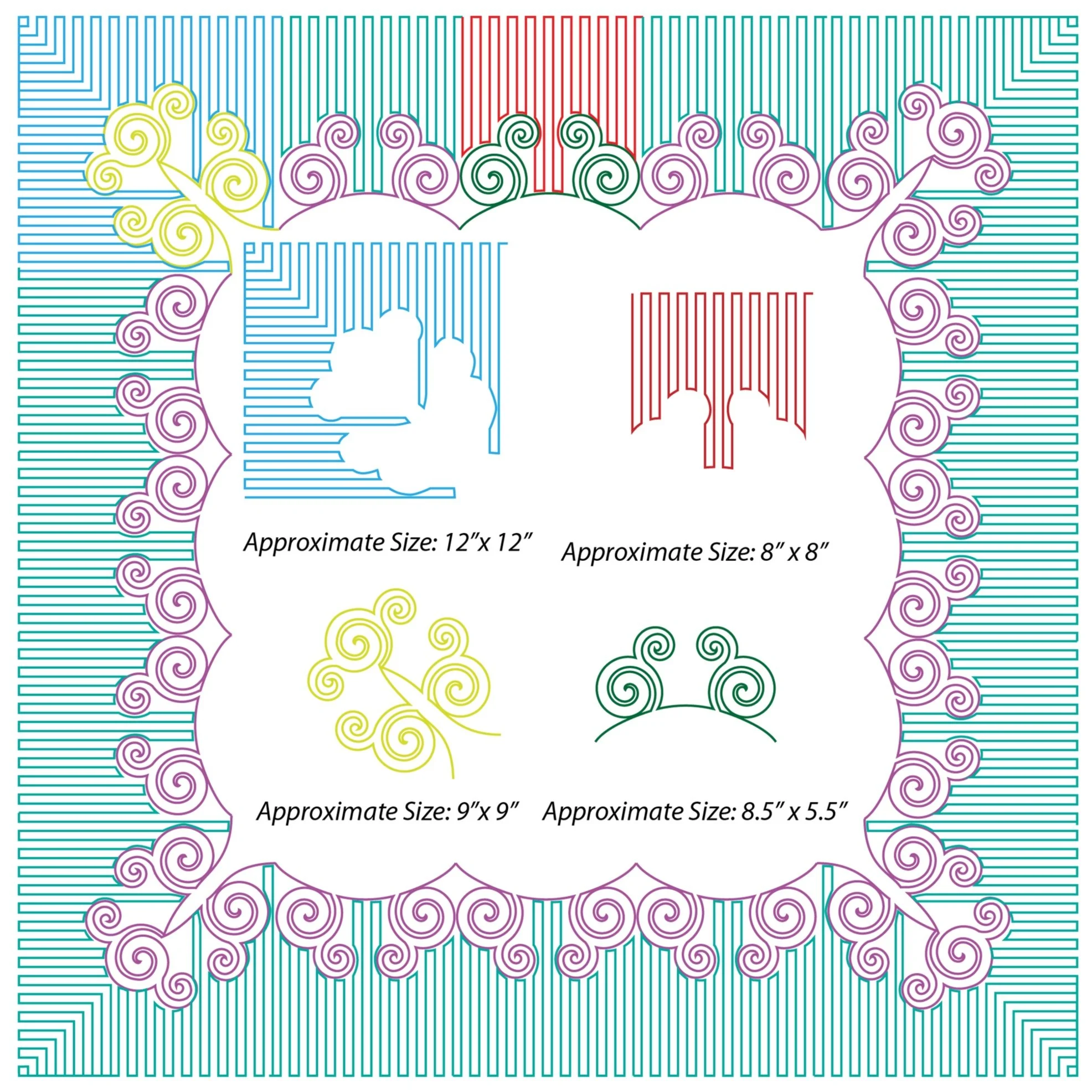 Giddy E2E Matchstick/Piano Keys digital quilt pattern for longarm