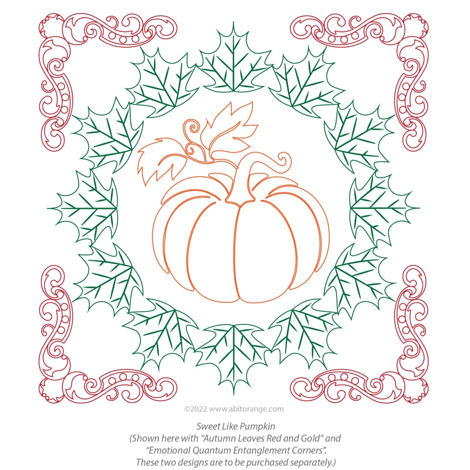 Pumpkin E2E digital quilting design for longarm machine quilting — A