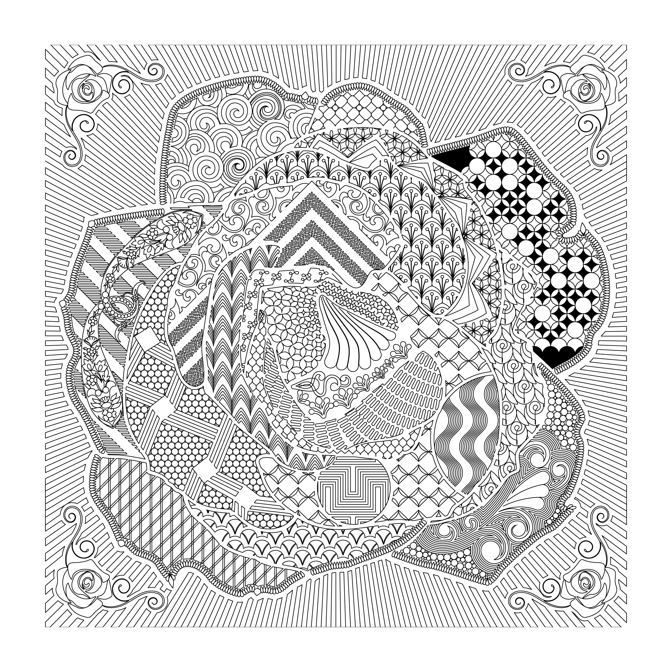 Hoffman's Dream big rose panel digital quilting design