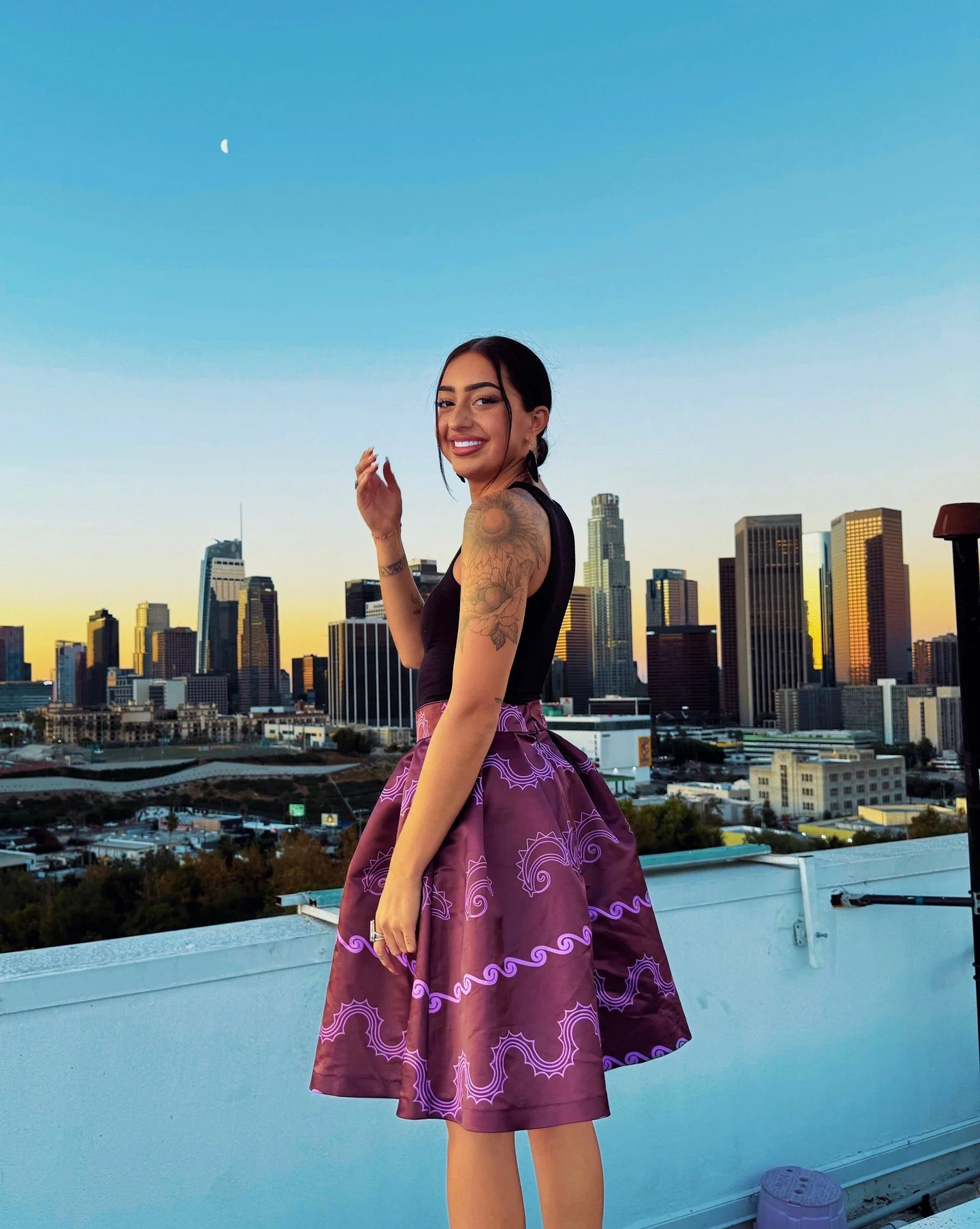 @holatte wears the Southeastern Motif Skirt in Plum 🌸💐⁠
⁠
How do you style YOUR L. A. Deer Apparel pieces? Slide into our DMs and share photos.. we love to see them 🤩⁠
.⁠
.⁠
.⁠
#nativeartists #indigenousart #oklahomaartist #nativefashion #indigeno