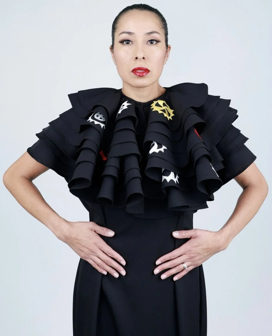 A one-of-a-kind ruffled piece to brighten your winter timeline 💫☀️⁠
⁠
Model: @Haulisioux ⁠
Photo: Garett Fisbeck⁠
.⁠
.⁠
.⁠
#mvskoke #shopsmall #buynative #indigenous #muscogee #indigenousfashion #indigenousart #nativepride #indigenouswomen #suncircl