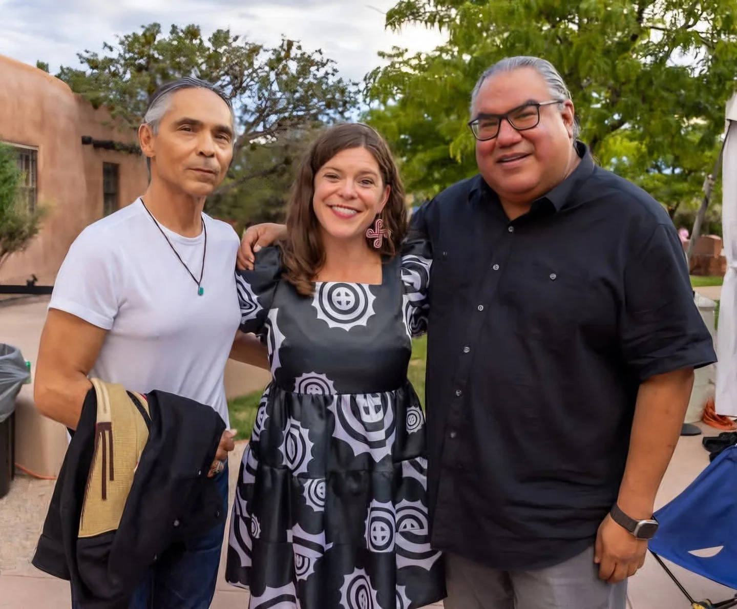 MVTO @mknagle for wearing your custom L. A. Deer Apparel at the @JusticeForHickoryGround special event in Santa Fe! ⁠
⁠
So many people stopped by my booth talking about this dress. Star Power right there 🌟⁠
⁠
Most importantly, please learn about thi