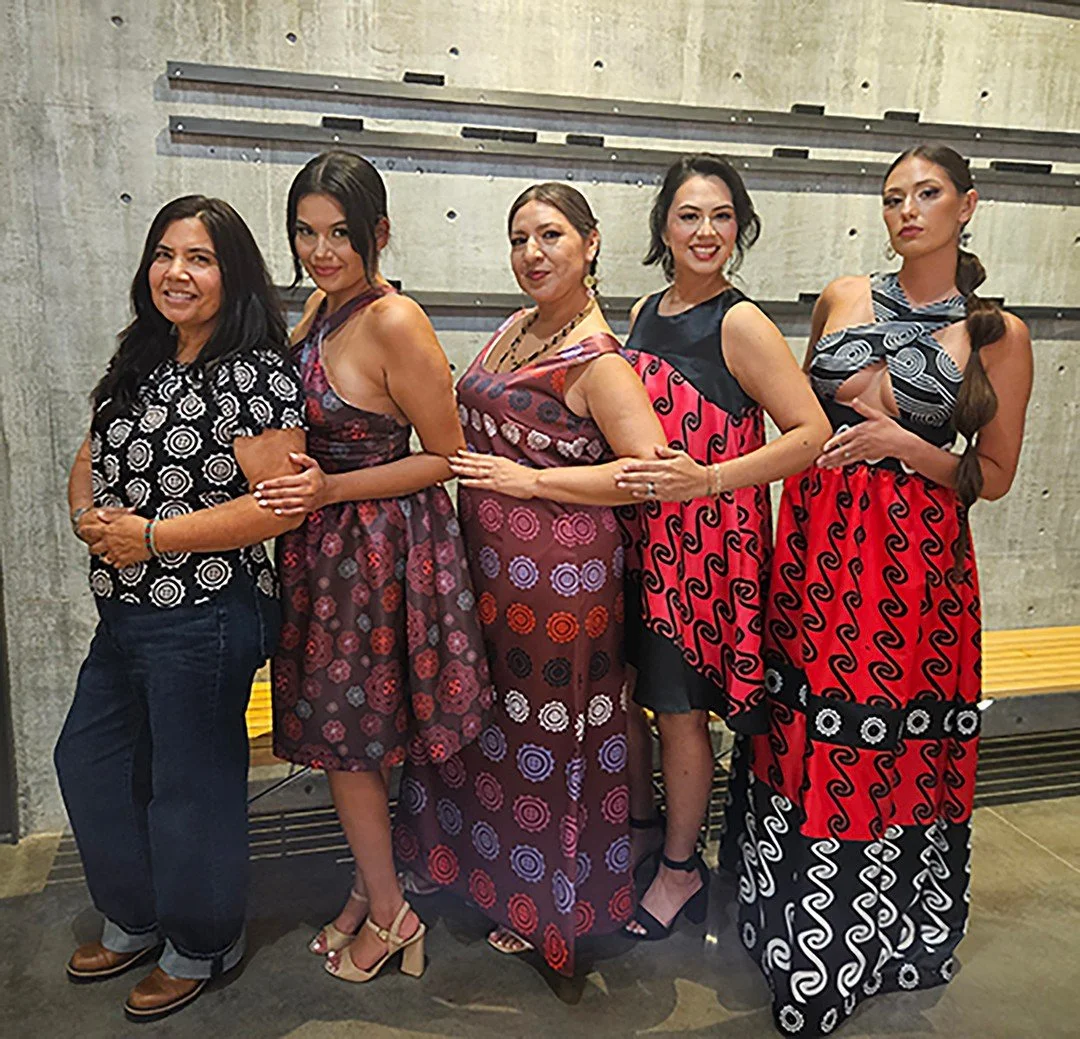 Leslie plus models at the Indigichic Fashion Show - all in L A Deer Apparel, of course!⁠
⁠
Models: @maryhammermodeling, @jula_harjo, @aire_wren_parker, @saydeanderson4⁠
⁠
Photo credit: @ericaprettyeagle / @indigichic.tulsa⁠
⁠
⁠
⁠
⁠
#mvskoke #shopsmal