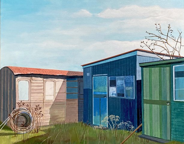  Harbour Fishing Huts 40.6 x 50.8   oil on canvas   click here for enquiries  