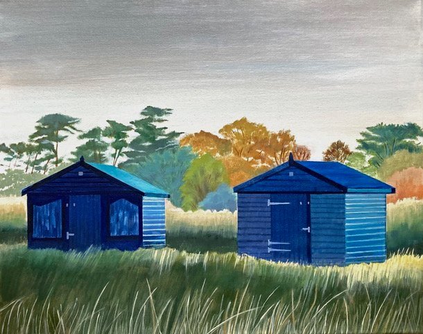   Walberswick - Beach Huts  40.6 x 50.8 oil on canvas   click here for enquiries  