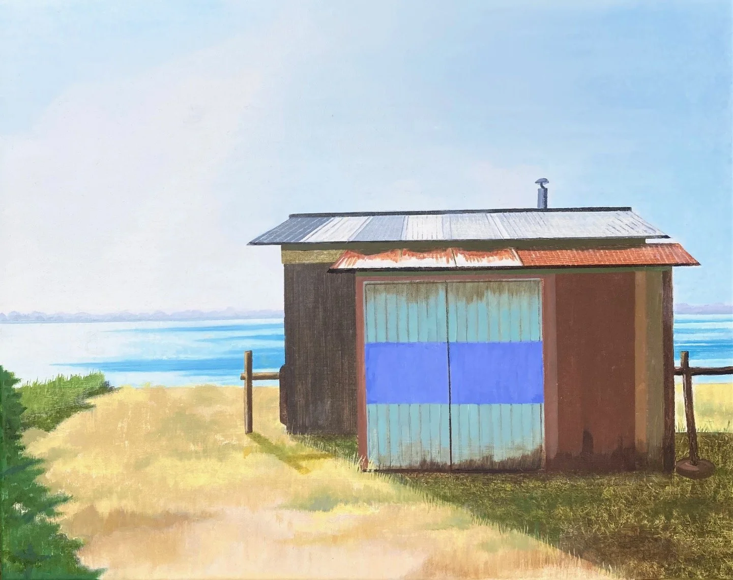  Coastal Huts 40.6cm x 50.8cm Oil on canvas   click here for enquiries  