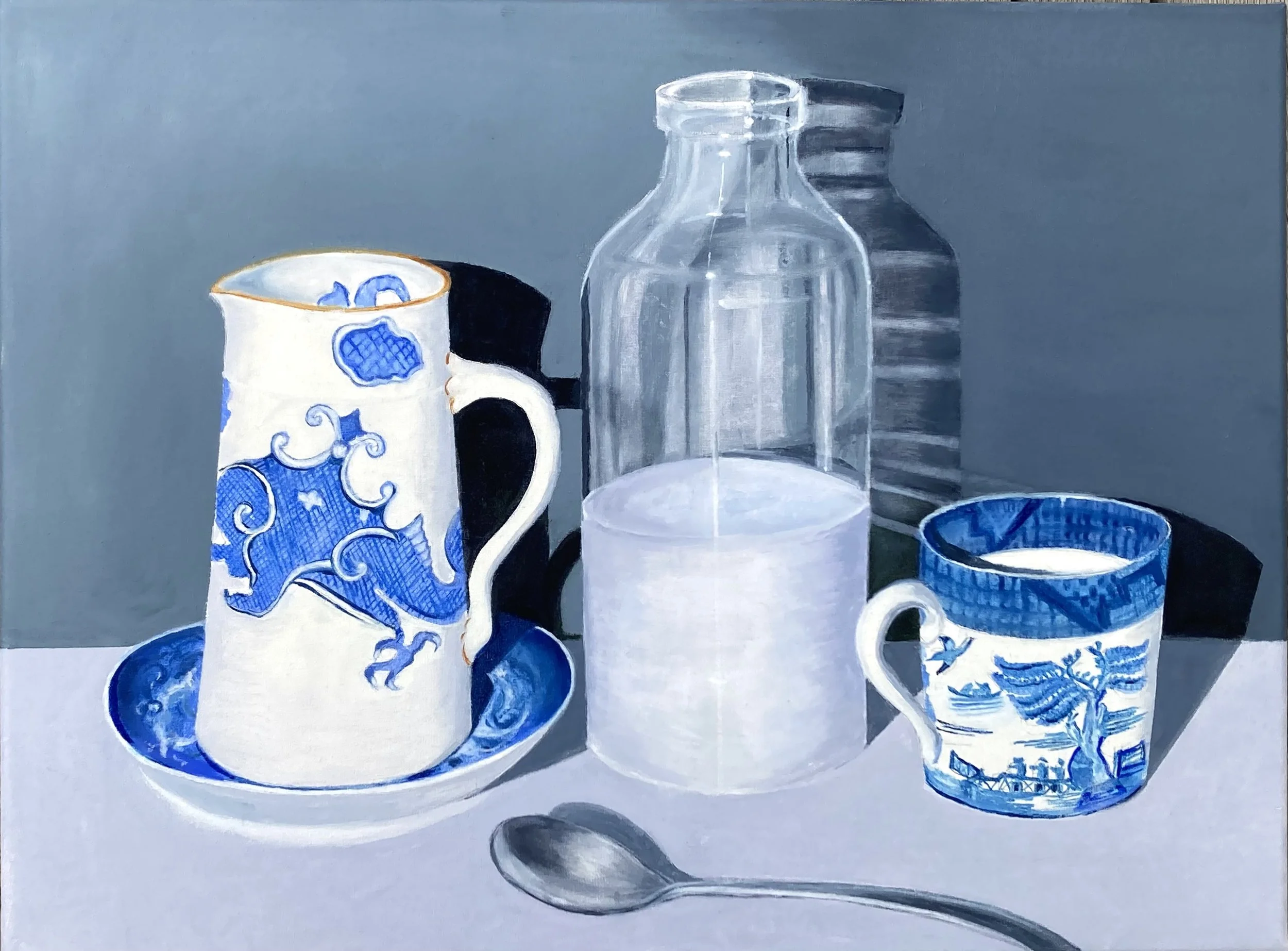  Willow Pattern and Spoon 30cm x 40.5cm Oil on canvas   click here for enquiries  