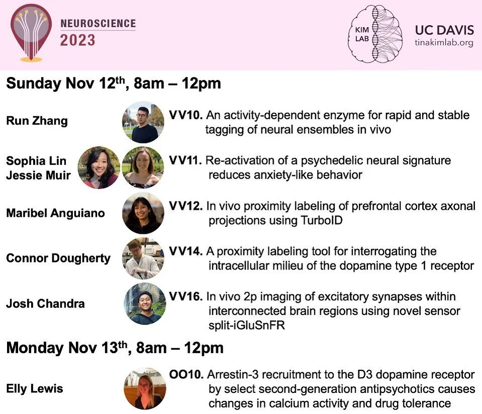Come check out Kim Lab’s work TODAY 8-12PM at Society of Neuroscience conference in D.C! #SFN #SFN2023