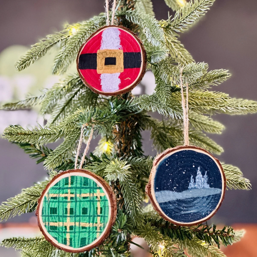Painted Wood Slice Ornaments