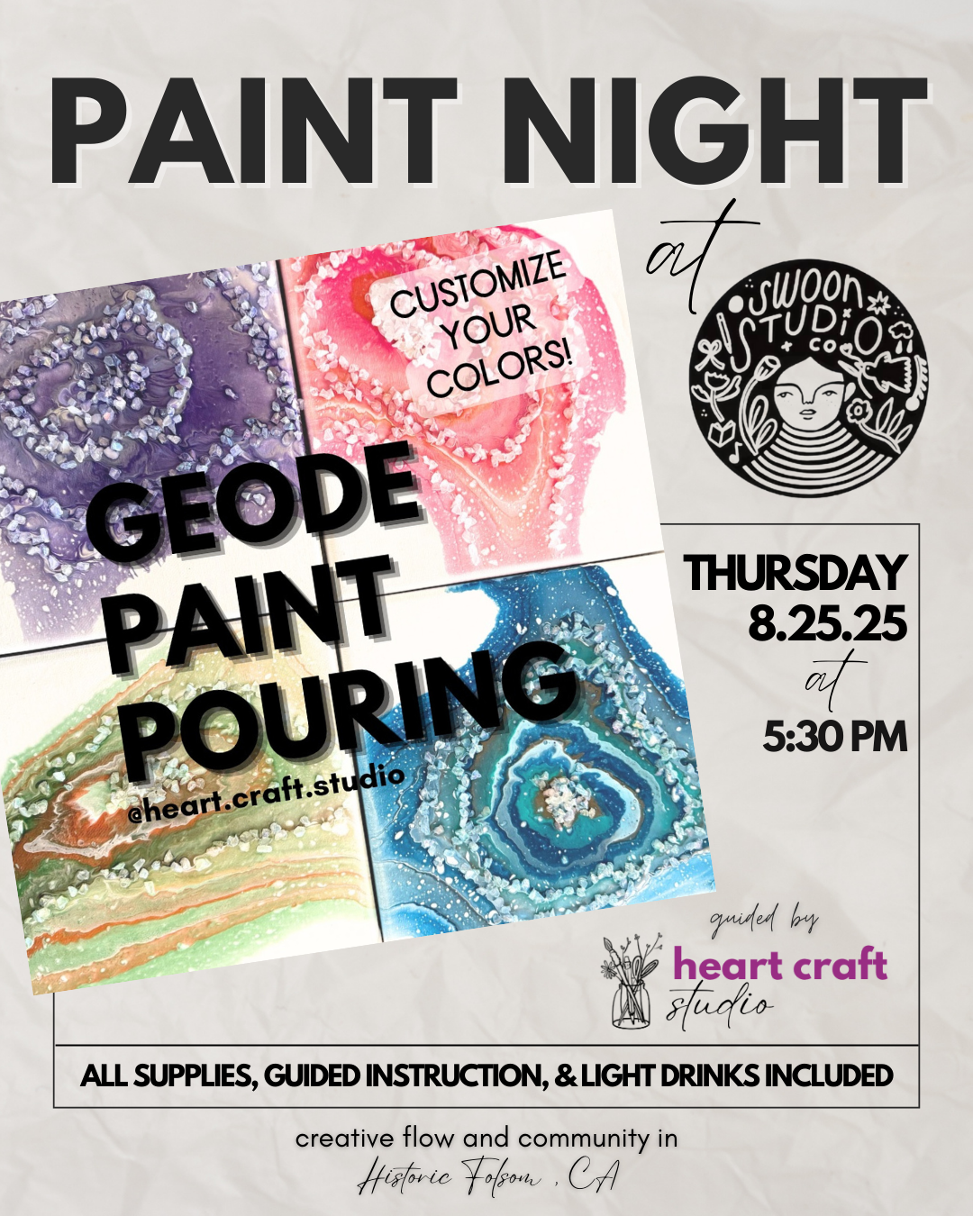 PAINT NIGHT AT SWOON STUDIO: GEODE PAINT POURING
