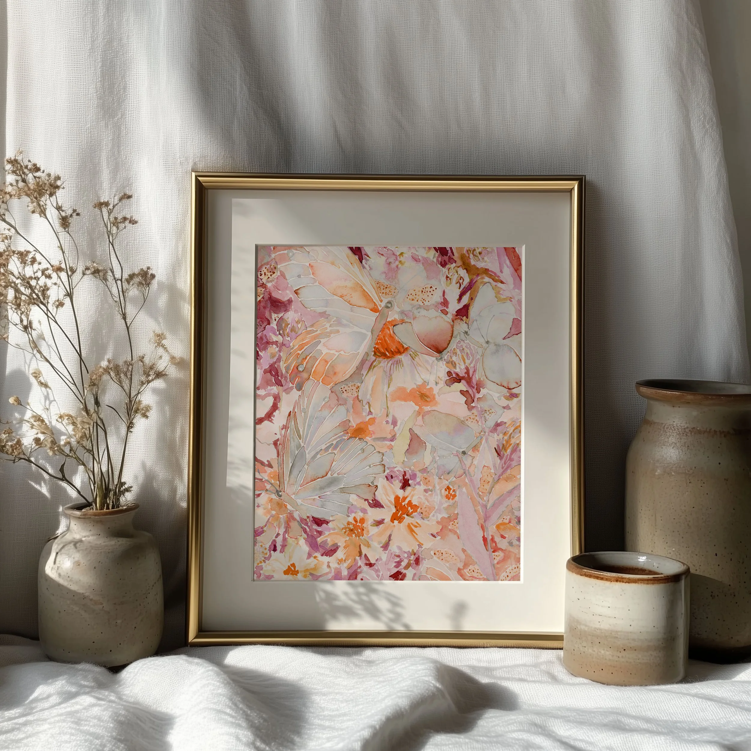 Butterfly Garden in Mauve - Print