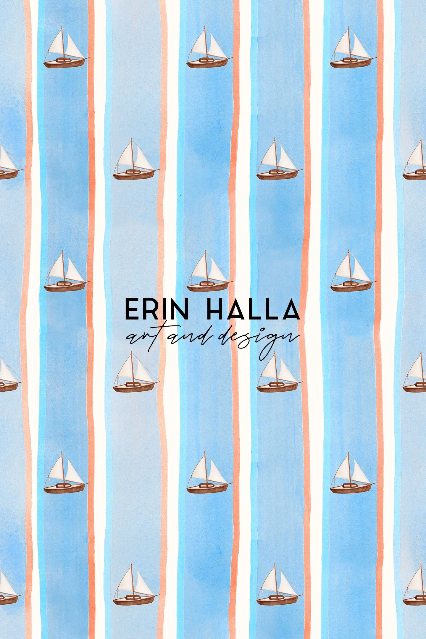 Sailboats in the Sea- Repeat Pattern