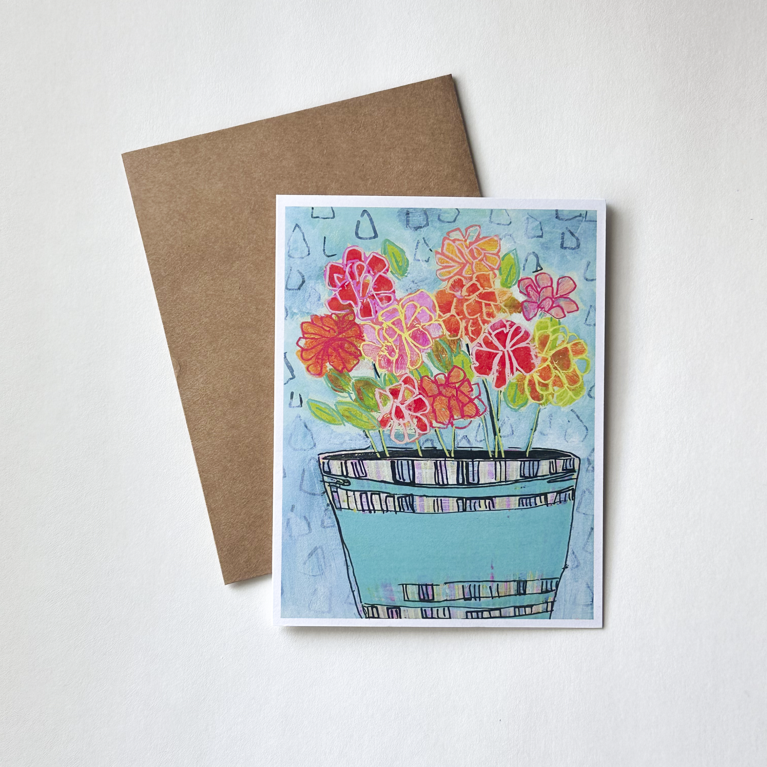 Bucket of Blooms - Greeting card