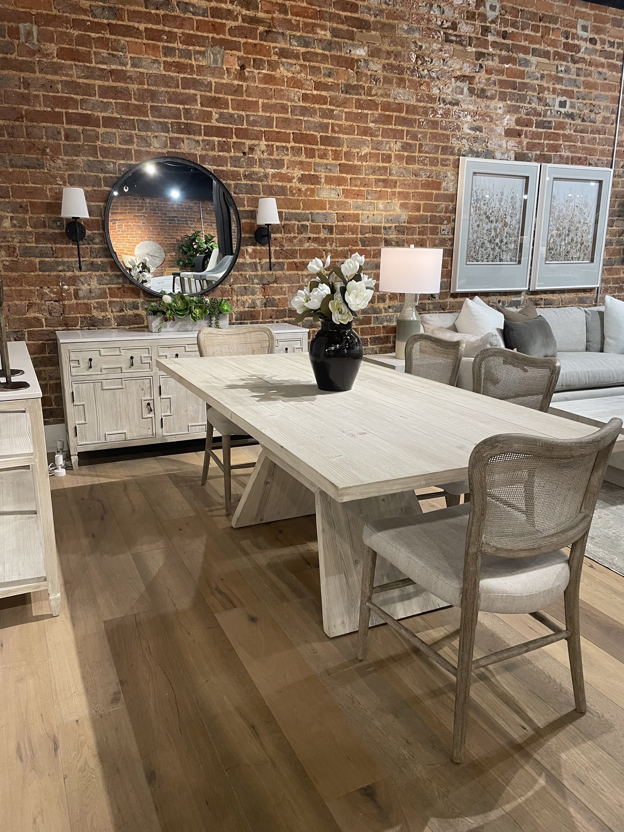 Bridge Dining Table_Cela Dining Chair_Emerie Sideboard + Narrow Console Table