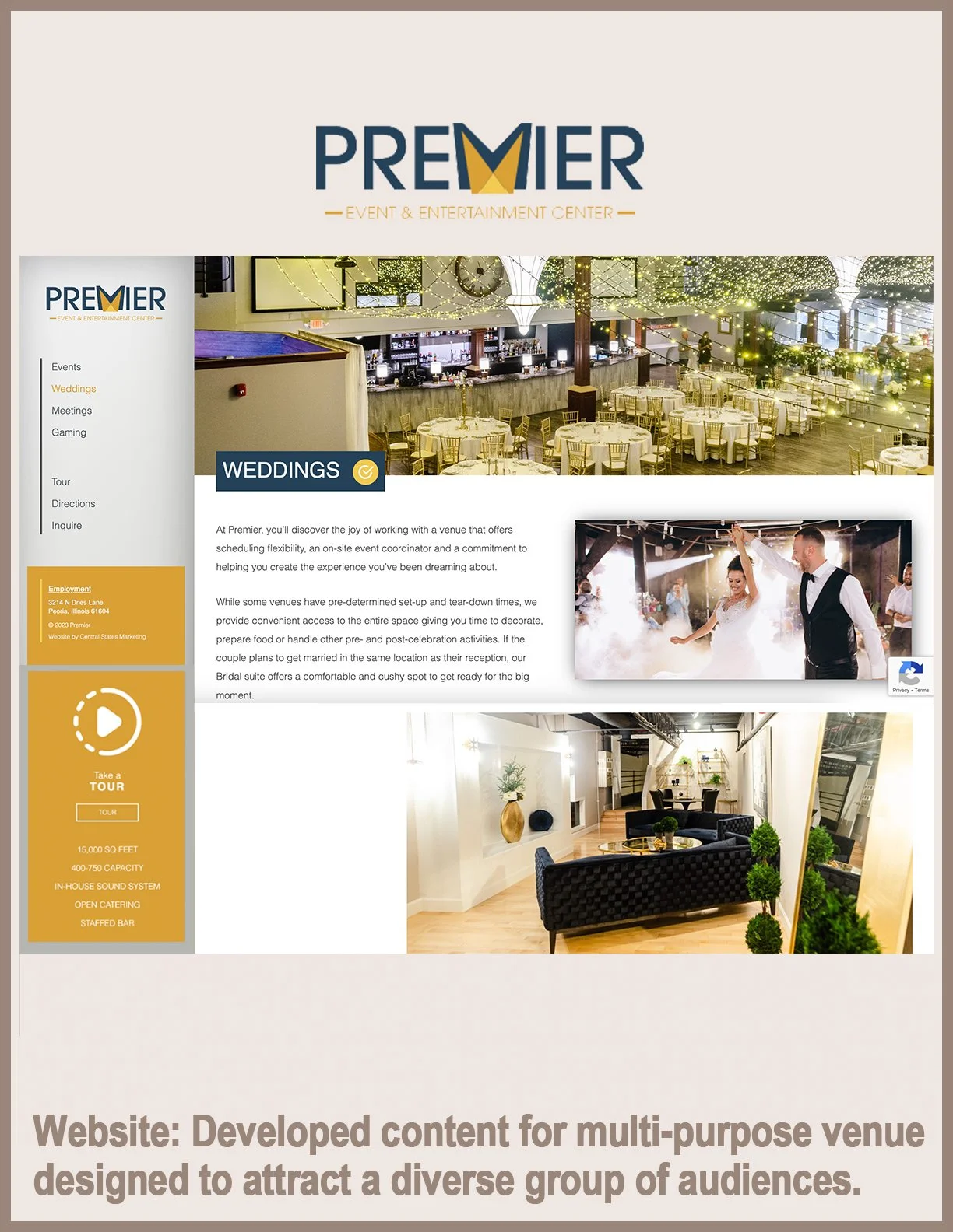 Premier: Website for Multi-Purpose Venue