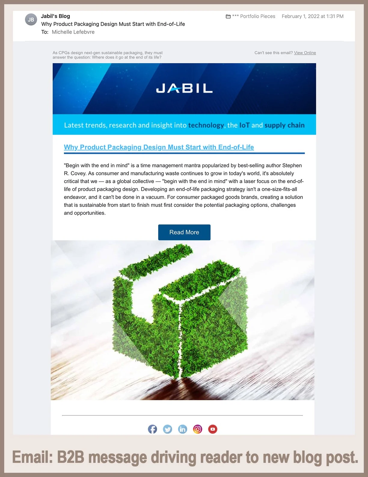 Jabil: Email for Thought Leadership Article About Sustainable Packaging