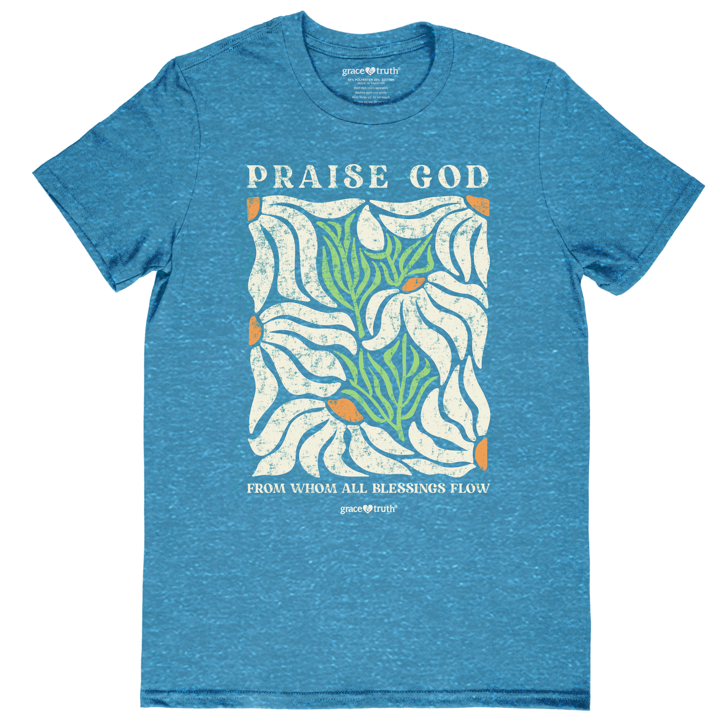 Praise God Flowers - GTA4846 - Heather Galapagos Blue-Gildan 64000.png