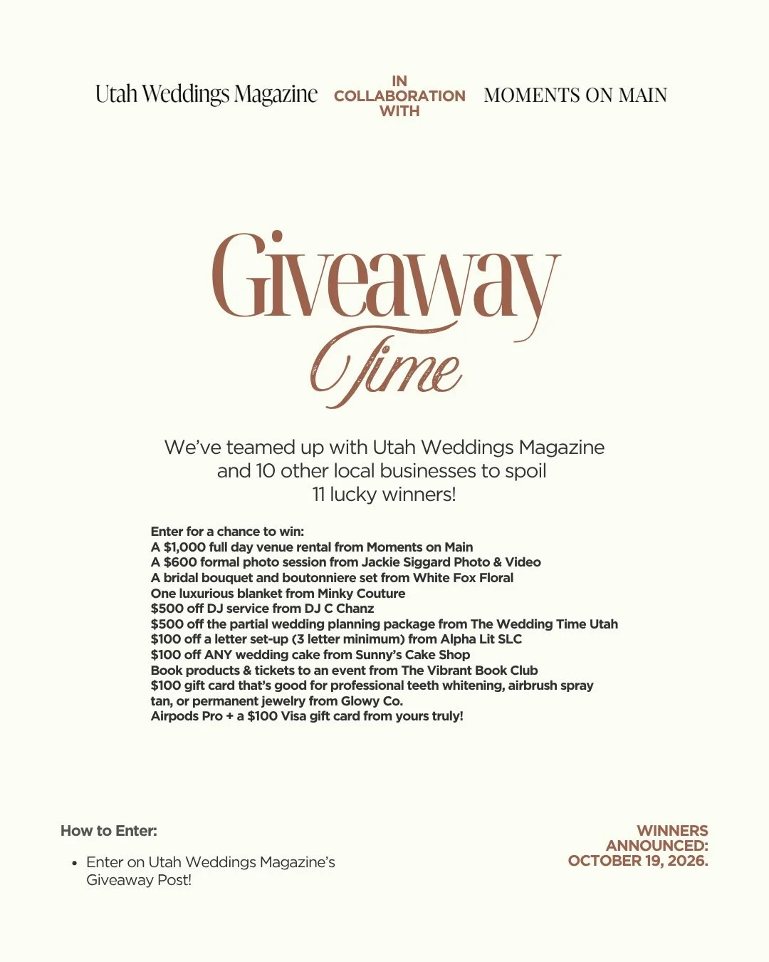 THE GIVEAWAY YOU&rsquo;VE BEEN DREAMING OF⁠ 🤩🎉
⁠
We&rsquo;ve partnered with 10 of our FAVORITE local businesses to give you ONE EPIC GIVEAWAY! As a collective, we want to say THANK YOU for being a part of our communities &amp; are going to spoil 👏